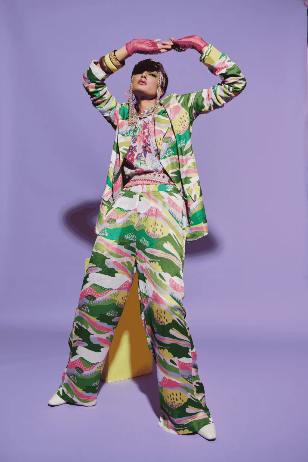 Butterfly Embroidered Top & Scenic Blazer Set