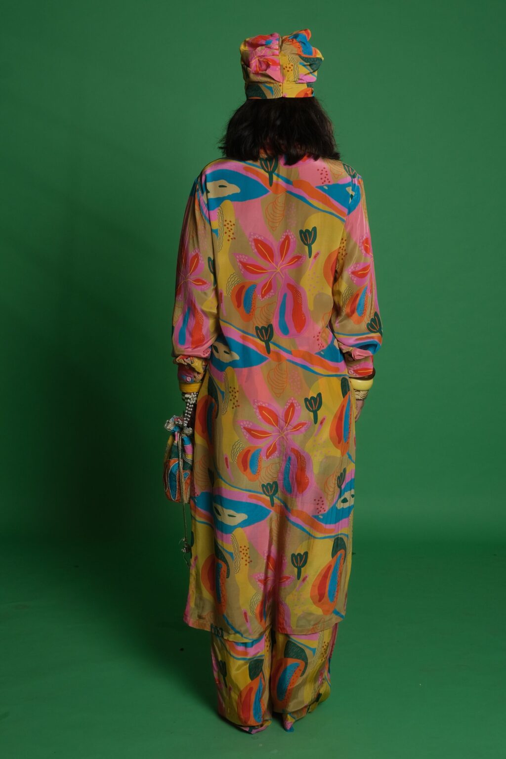 Croissant Print Shirt Kurta with Matching Palazzo Pants Back
