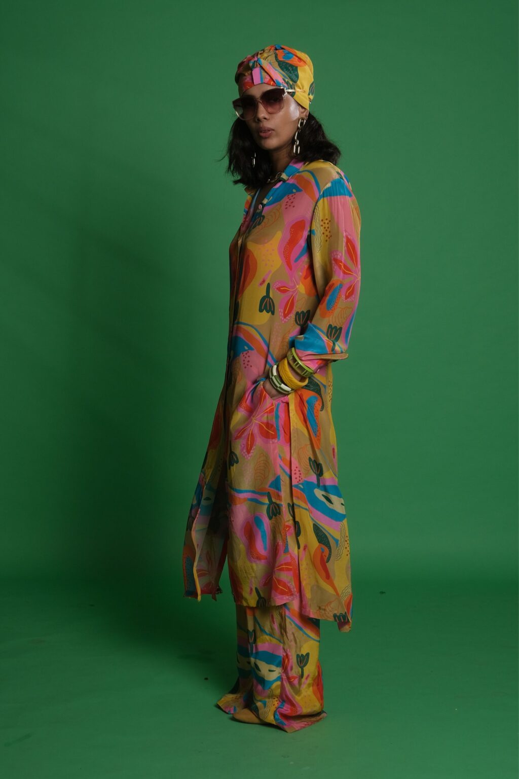 Croissant Print Shirt Kurta with Matching Palazzo Pants - Image 2