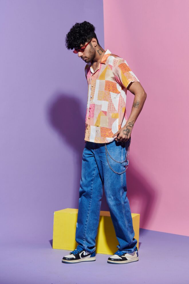 Geometric Print Shirt for Men