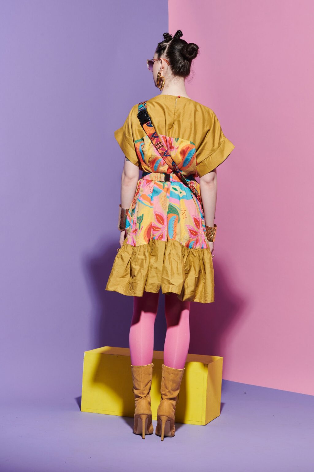Mustard Dress with Croissant Corset