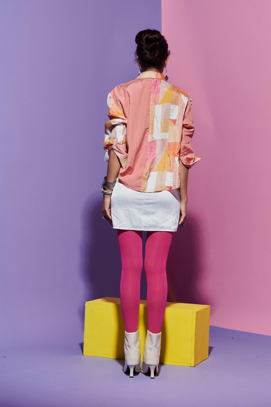 Wavy Placket Shirt in Multicolour & Geometric Print